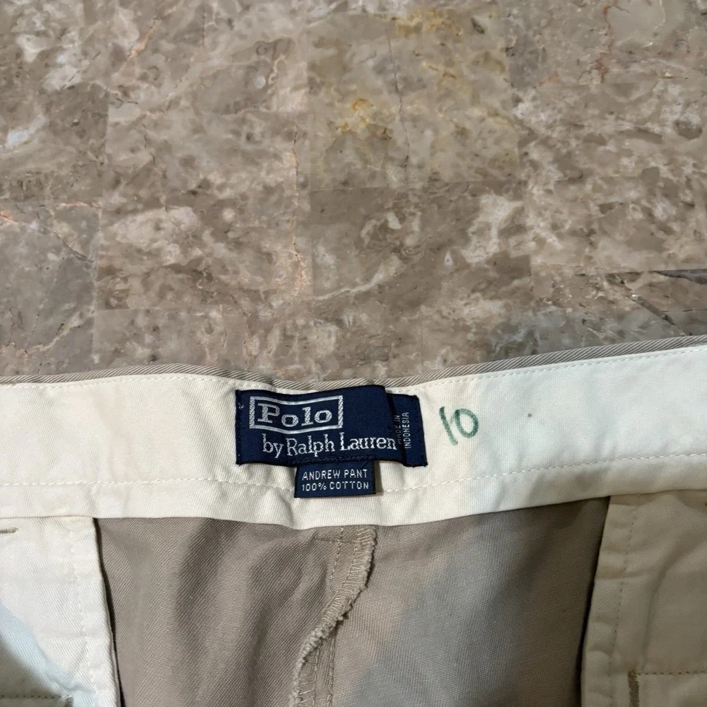 Polo Ralph Pants Mens 38x32 Khaki Tan Andrew Pant Double Pleat Vintage NEW